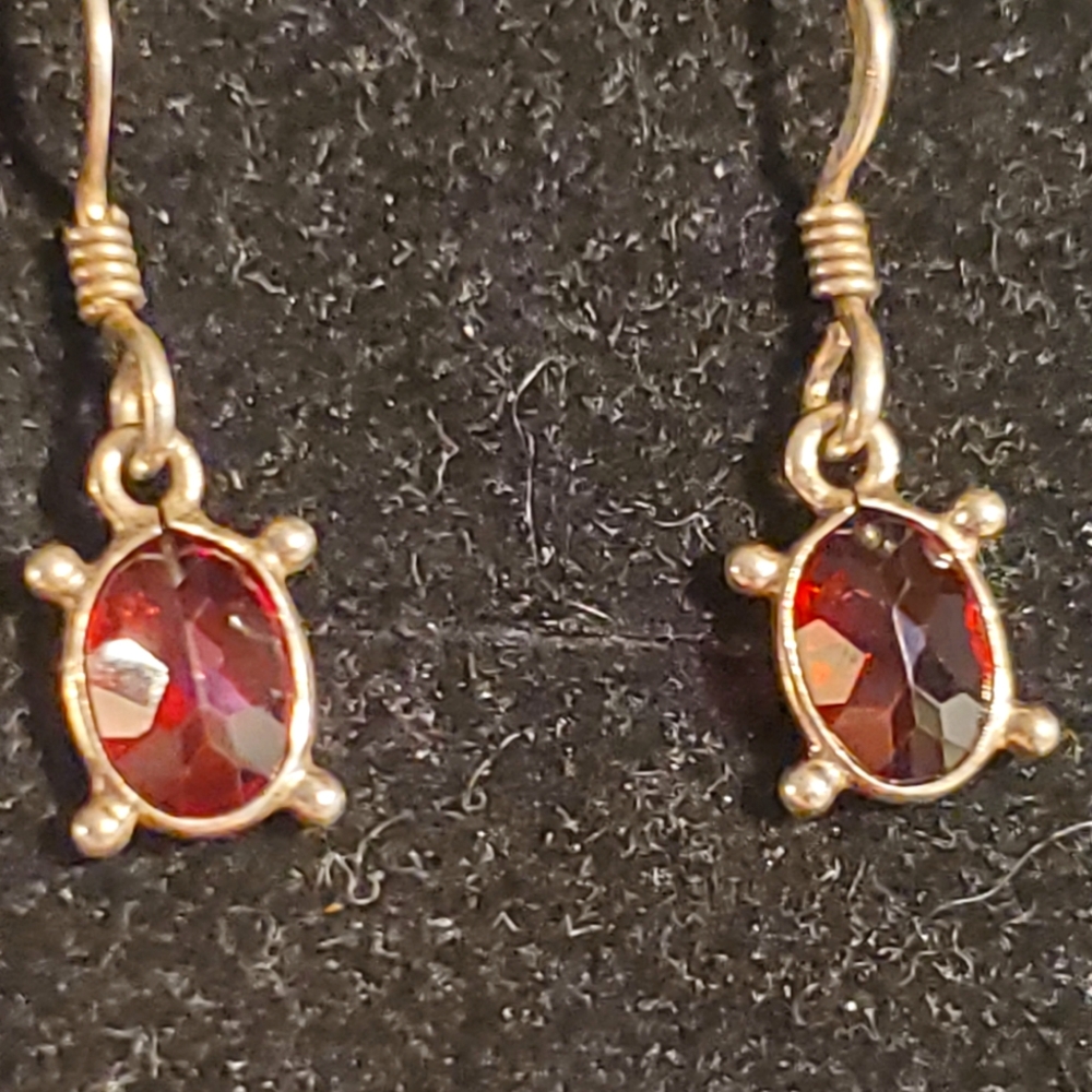 Sterling silver and garnet dangle earrings